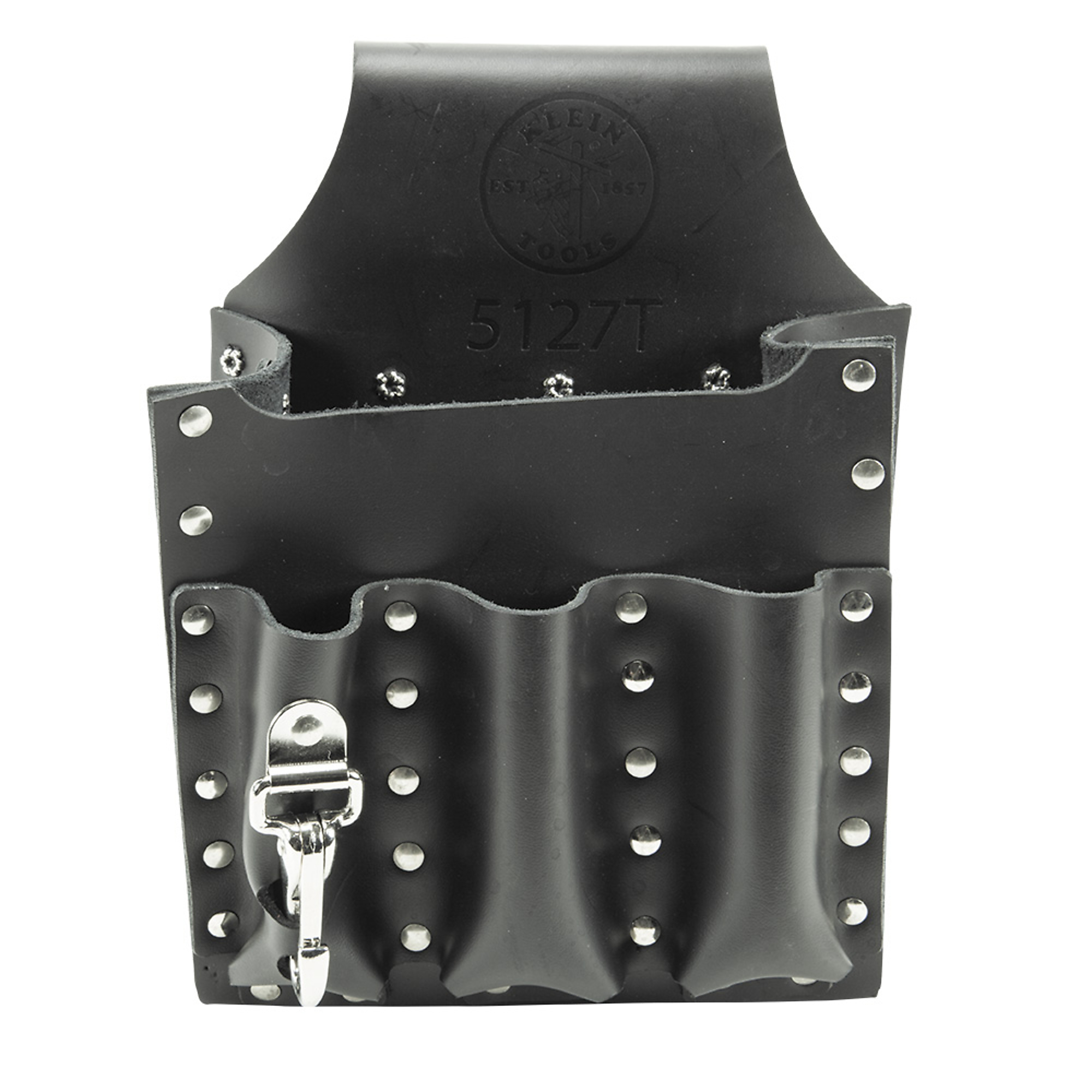 Klein Tools, Tool Pouch, 6 Pocket, Tunnel Loop, Color Black, Pockets (qty.) 6 Material Leather, Model# 5127T